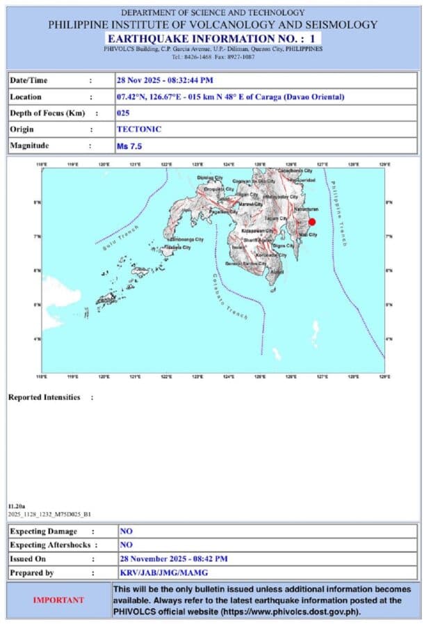 Phivolcs apologizes for โincorrectโ M7.5 earthquake announcement