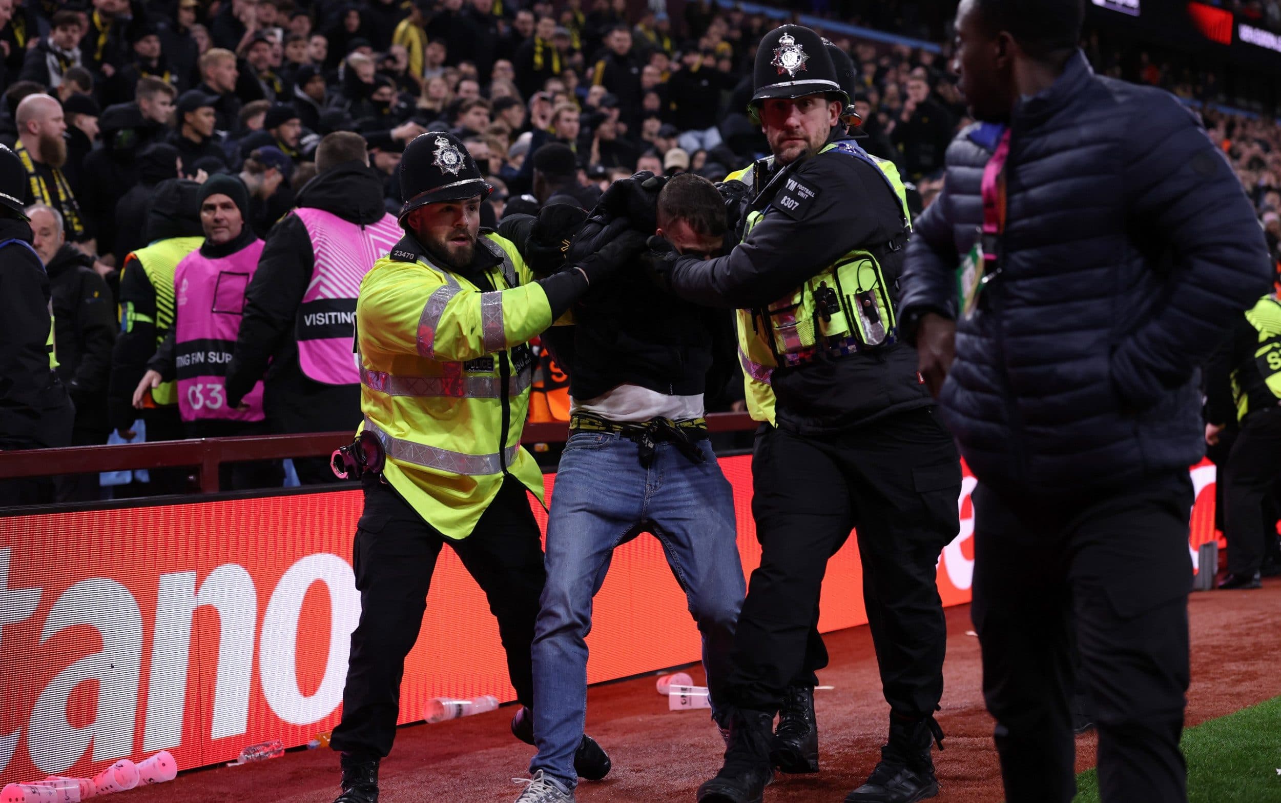 Aston Villa’s Europa League win marred by violent clashes between fans and police