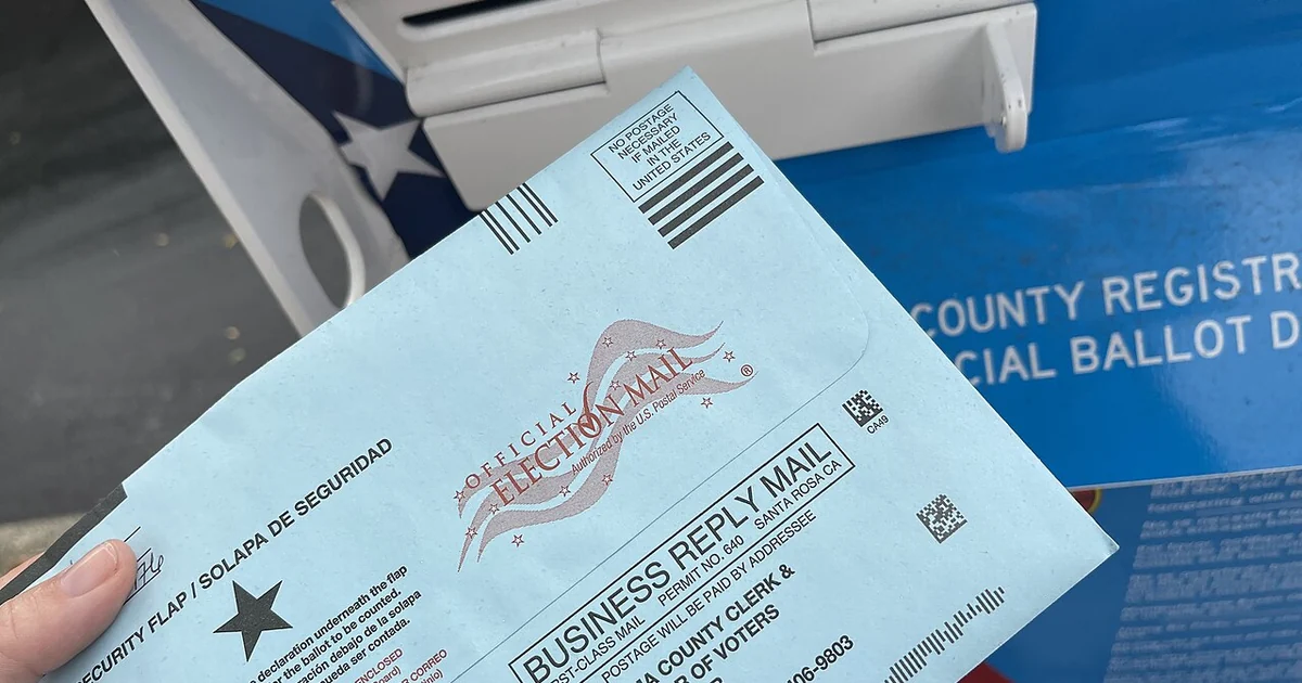 Ballot with ballot box in Sonoma, California