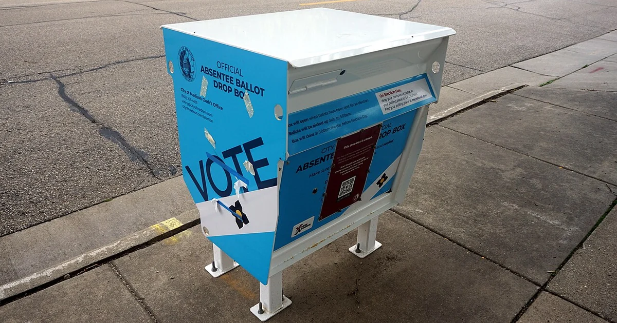 An Official Absentee Ballot Drop Box in Madison, Wisconsin (United States).